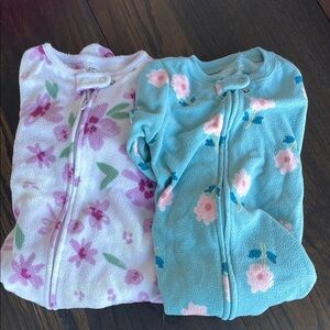 Carter's Floral Sleepers - Pink and Teal